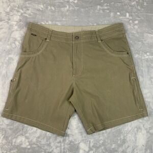 Kuhl Ramblr Shorts Men 38 Khaki Cargo Vintage Patina Dye Hike Outdoor Stretch